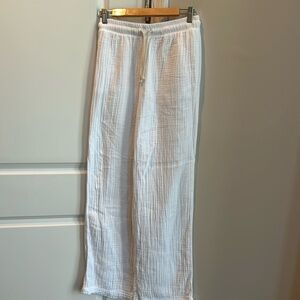Donni white linen wide leg pants